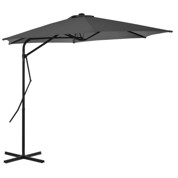 Parasol d'extérieur avec poteau en acier 300 cm Anthracite – Image 1
