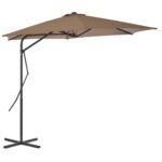 Parasol d'extérieur avec mât en acier 300 cm Taupe