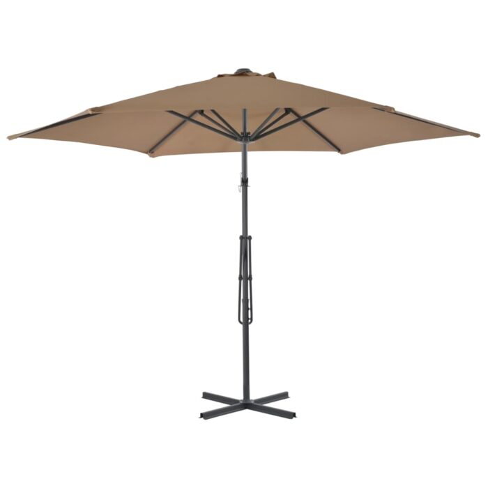 Parasol d'extérieur avec mât en acier 300 cm Taupe – Image 3