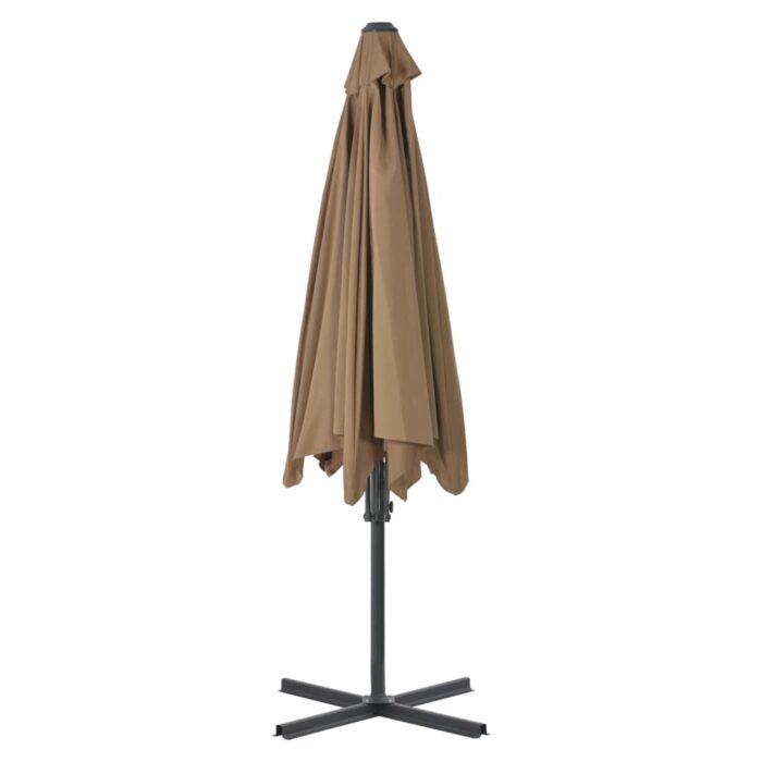 Parasol d'extérieur avec mât en acier 300 cm Taupe – Image 4
