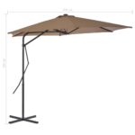 Parasol d'extérieur avec mât en acier 300 cm Taupe – Image 6
