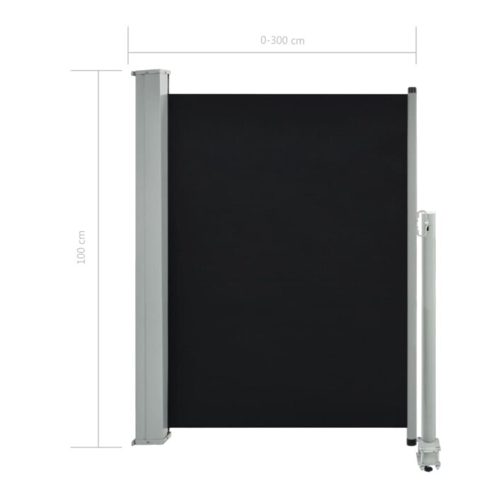 Auvent latéral rétractable de patio 100 x 300 cm Noir – Image 6