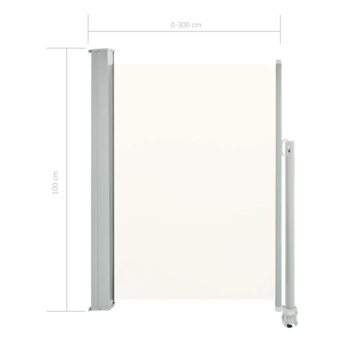 Auvent latéral rétractable de patio 100 x 300 cm Blanc cassé – Image 6