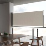 Auvent latéral rétractable de patio 100 x 300 cm Blanc cassé