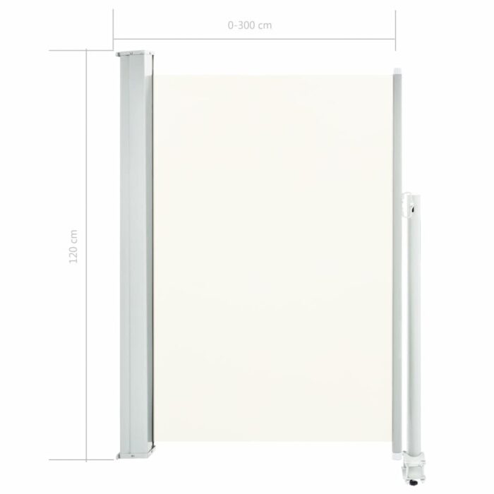 Auvent latéral rétractable de patio 120 x 300 cm Blanc cassé – Image 6