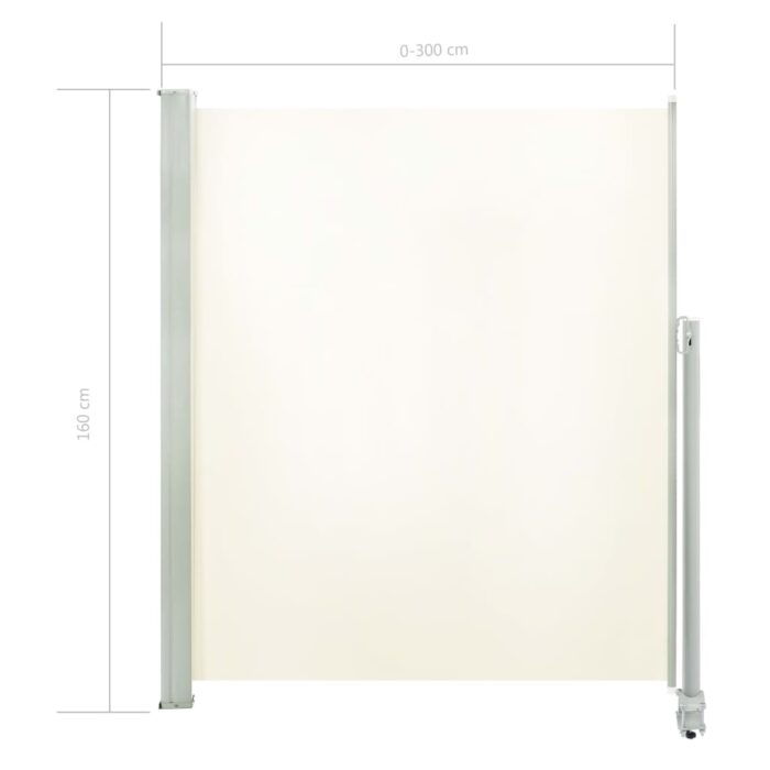 Auvent latéral rétractable de patio 160 x 300 cm Blanc cassé – Image 6