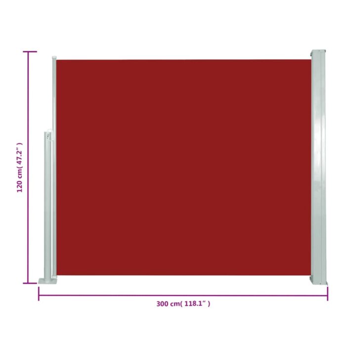 Auvent latéral rétractable 120 x 300 cm Rouge – Image 5