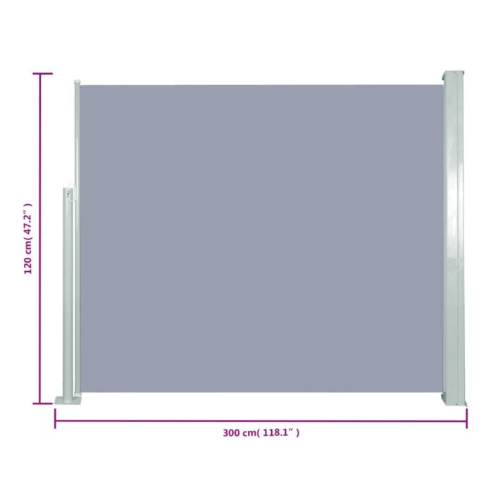 Auvent latéral rétractable 120 x 300 cm Gris – Image 5