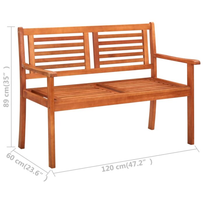 Banc de jardin 2 places 120 cm Bois d'eucalyptus solide – Image 5