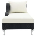 Chaise longue avec coussin Résine tressée Noir – Image 2