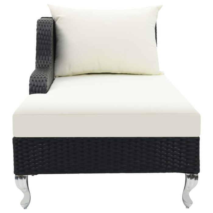 Chaise longue avec coussin Résine tressée Noir – Image 2