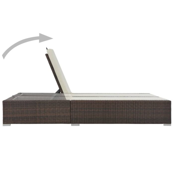 Chaise longue double Résine tressée Marron – Image 2