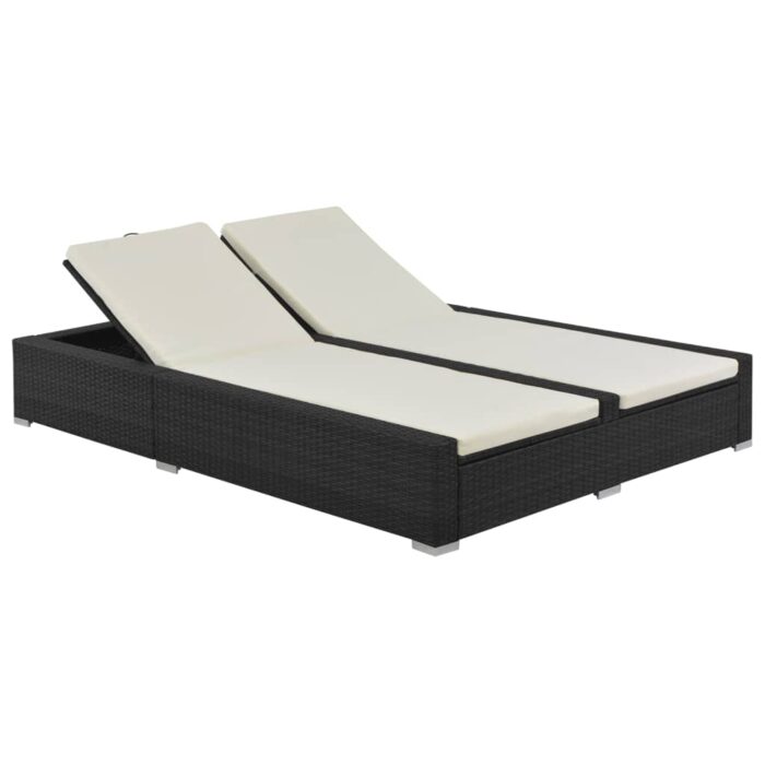 Chaise longue double Résine tressée Noir – Image 1