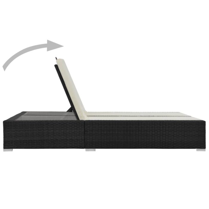 Chaise longue double Résine tressée Noir – Image 2