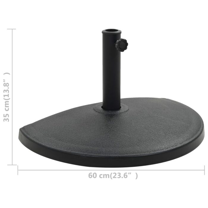 Socle demi-rond de parasol Polyrésine 15 kg Noir – Image 5