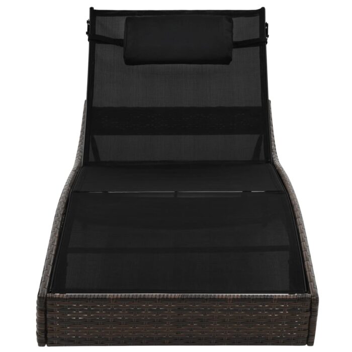 Chaise longue avec oreiller Résine tressée Marron – Image 2