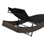 Chaise longue avec oreiller Résine tressée Marron – Image 3
