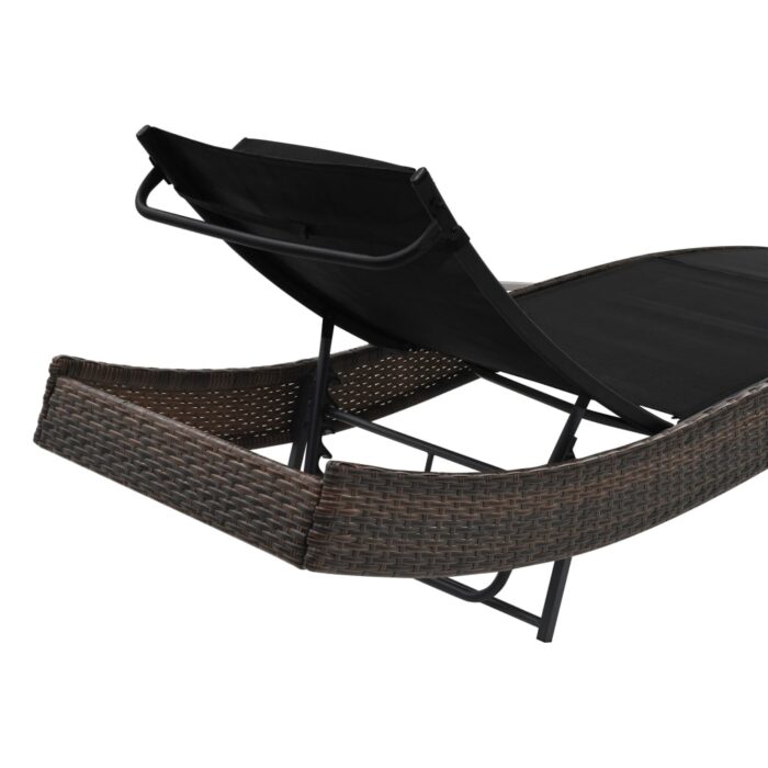 Chaise longue avec oreiller Résine tressée Marron – Image 3