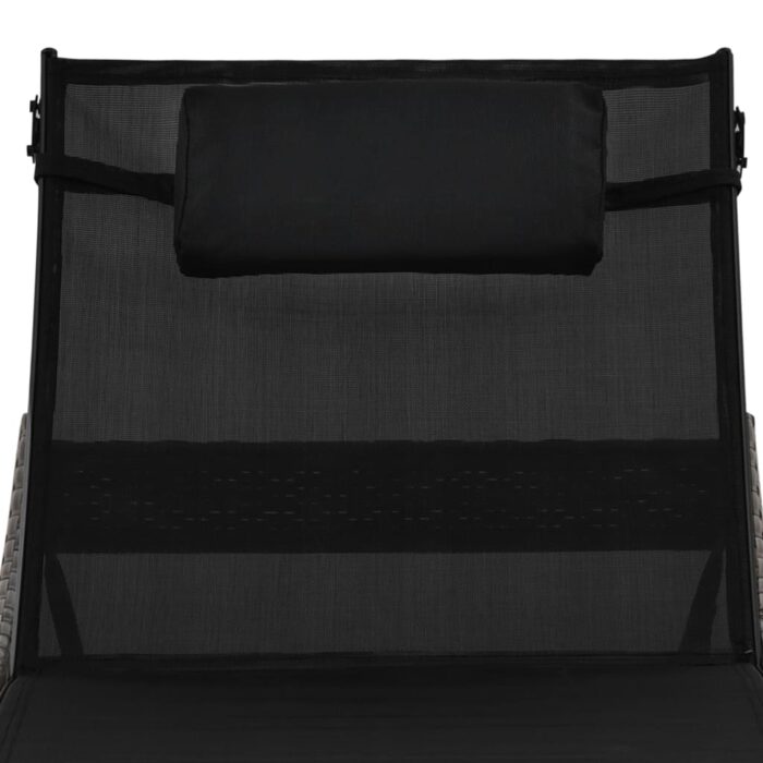 Chaise longue avec oreiller Résine tressée Marron – Image 4