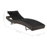 Chaise longue avec oreiller Résine tressée Marron – Image 5