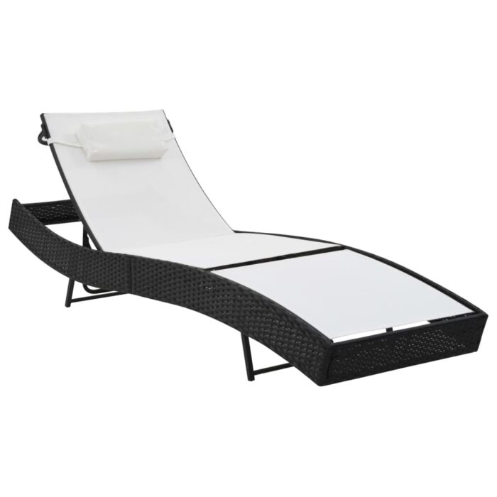 VXL8718475716563_a_en_hd_1.jpg Chaise longue avec oreiller Résine tressée Noir – Image 1