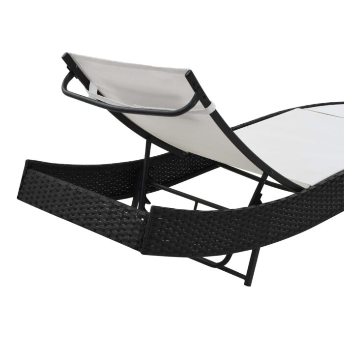 Chaise longue avec oreiller Résine tressée Noir – Image 2