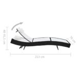 Chaise longue avec oreiller Résine tressée Noir – Image 4