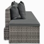 Salon de jardin 4 pcs avec coussins Résine tressée Gris – Image 4