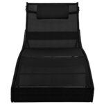 Chaise longue 2 pcs et table Résine tressée et textilène Noir – Image 5