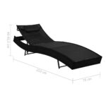 Chaise longue 2 pcs et table Résine tressée et textilène Noir – Image 8