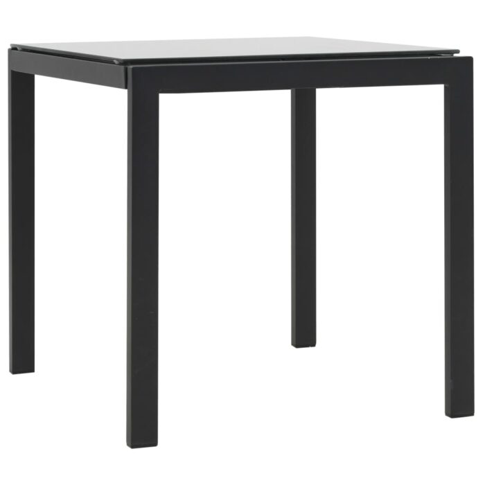 Chaises longues lot de avec table Résine tressée textilène Noir – Image 2