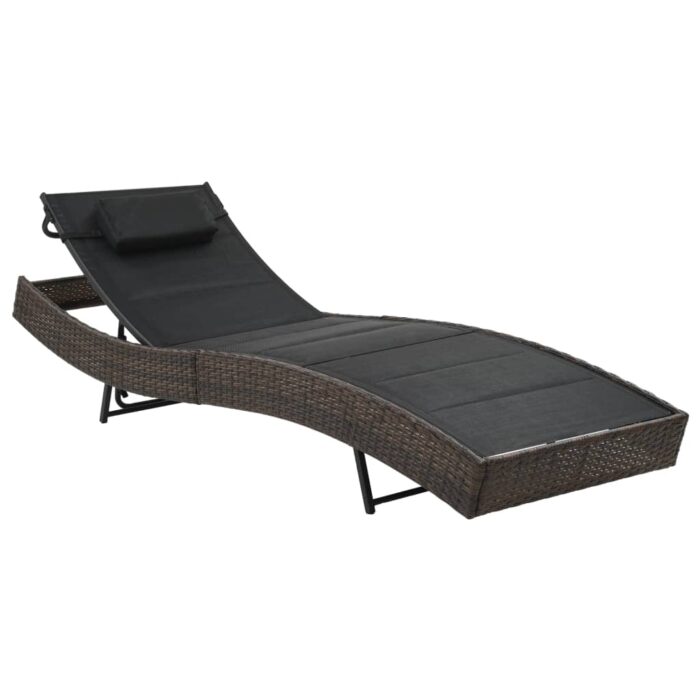 Chaise longue Résine tressée et textilène Marron – Image 1