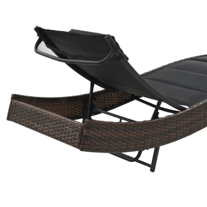 Chaise longue Résine tressée et textilène Marron – Image 3