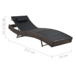 Chaise longue Résine tressée et textilène Marron – Image 5