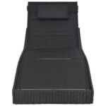 Chaise longue Résine tressée et textilène Noir – Image 2