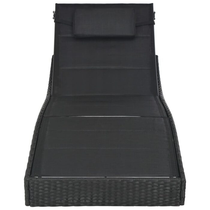 Chaise longue Résine tressée et textilène Noir – Image 2
