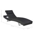 Chaise longue Résine tressée et textilène Noir – Image 5