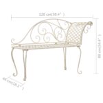 Chaise longue de jardin 128 cm Métal Antique Blanc – Image 5