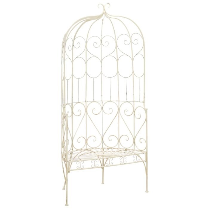 Banc de jardin 95 cm Fer Blanc antique – Image 1