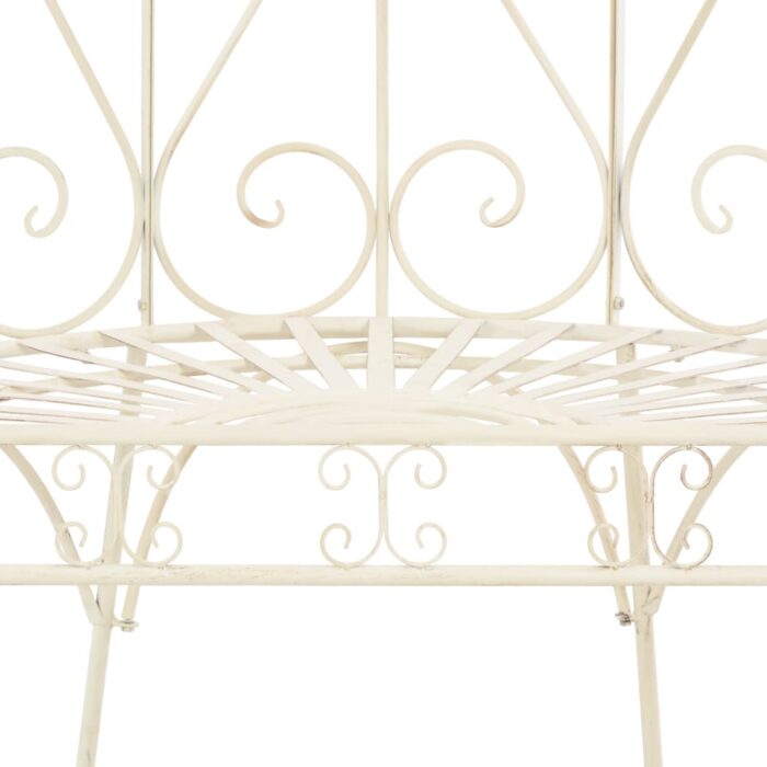 Banc de jardin 95 cm Fer Blanc antique – Image 4