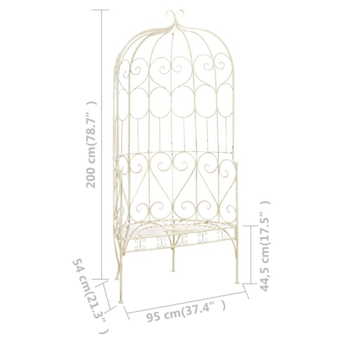Banc de jardin 95 cm Fer Blanc antique – Image 5