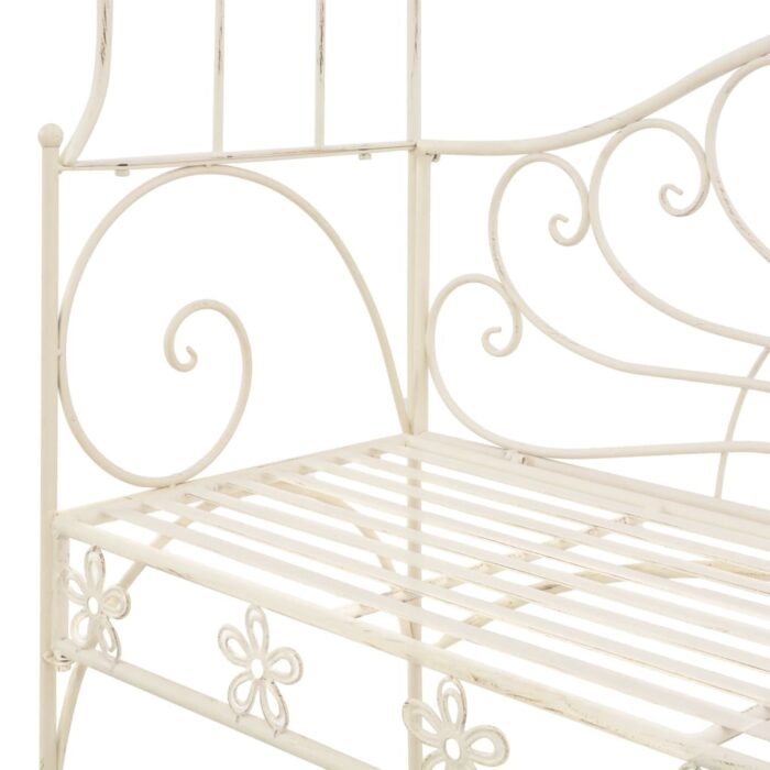 Banc de jardin 122 cm Fer Blanc antique – Image 4