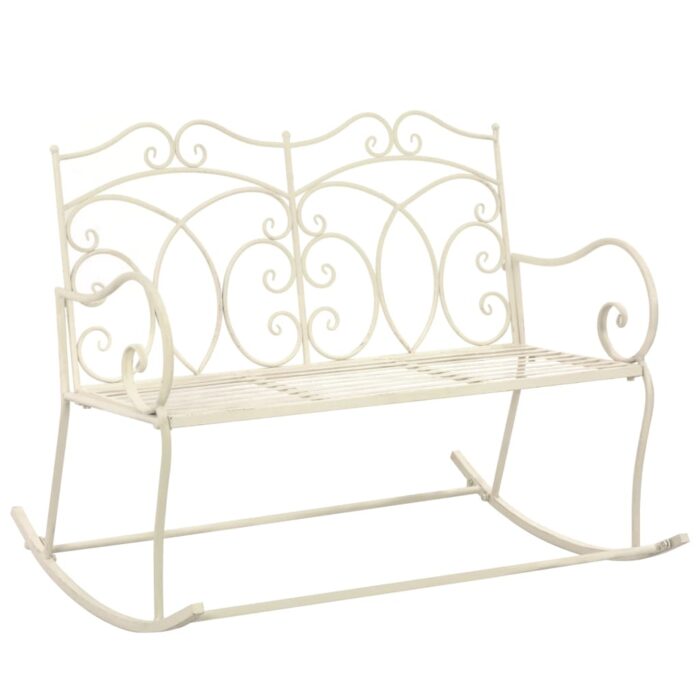 Banc de jardin 104 cm Fer Blanc antique – Image 1
