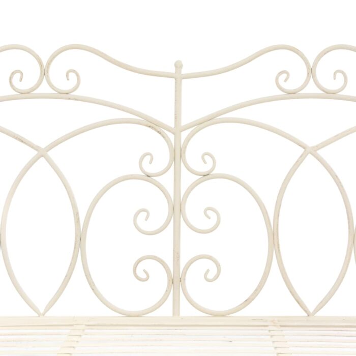 Banc de jardin 104 cm Fer Blanc antique – Image 3