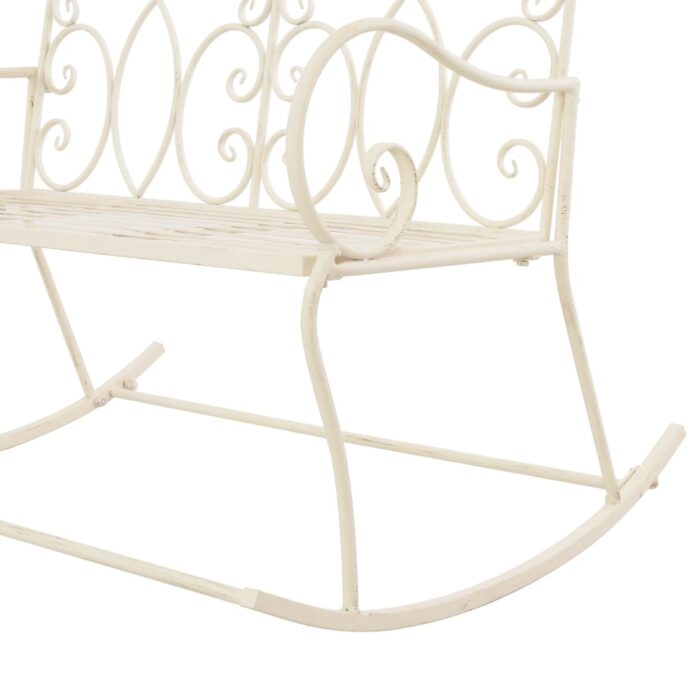 Banc de jardin 104 cm Fer Blanc antique – Image 4