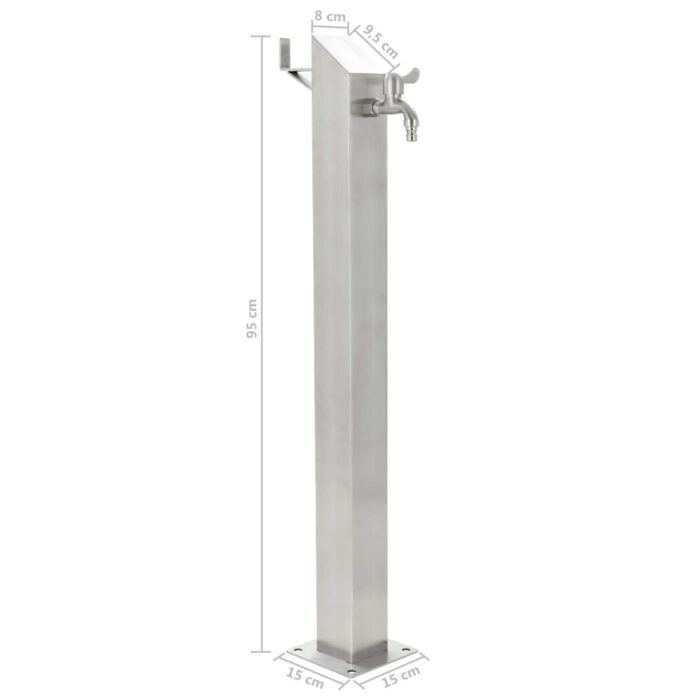 Colonne à eau de jardin carrée Acier inoxydable 95 cm – Image 7