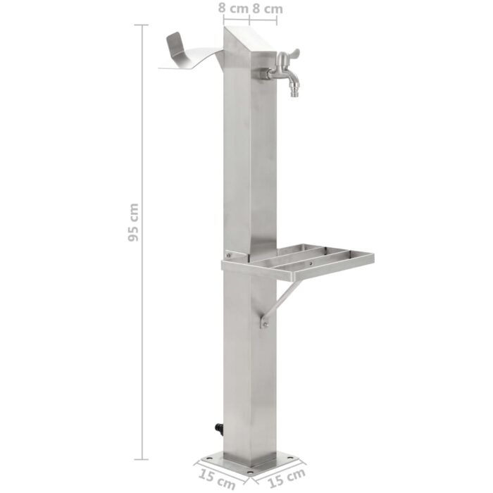 Colonne à eau de jardin carrée Acier inoxydable 95 cm – Image 8