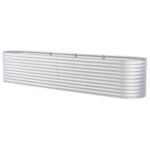 Jardinière surélevée 400x80x81 cm acier galvanisé argenté – Image 3