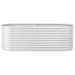 Lit surélevé de jardin 240x80x81 cm Acier galvanisé Argenté – Image 2
