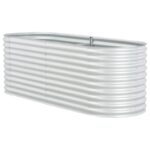 Lit surélevé de jardin 240x80x81 cm Acier galvanisé Argenté – Image 3
